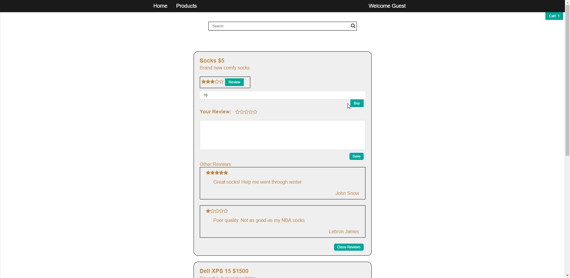 web2py-shopping-screenshot